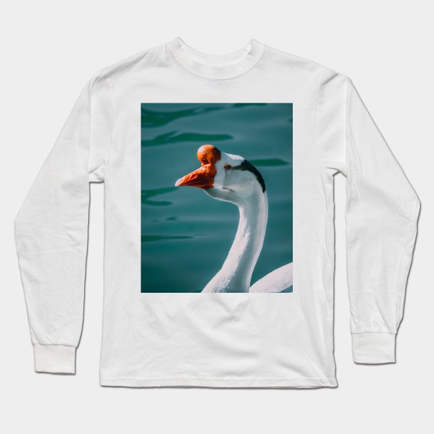 Lake Goose Wildlife Nature Photography Long Sleeve T-Shirt by Luigi Veggetti